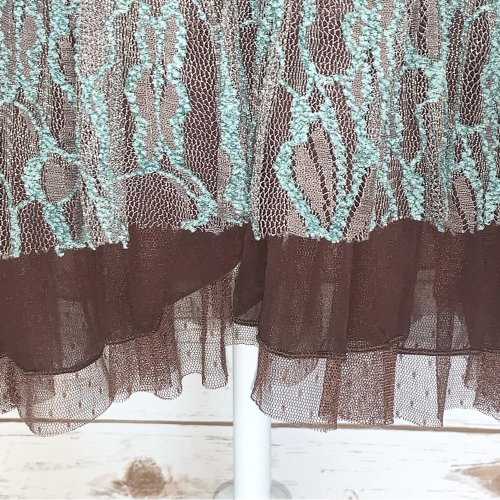 A'Reve Teal and Brown Lace/Tulle dress - Picture 4 of 5